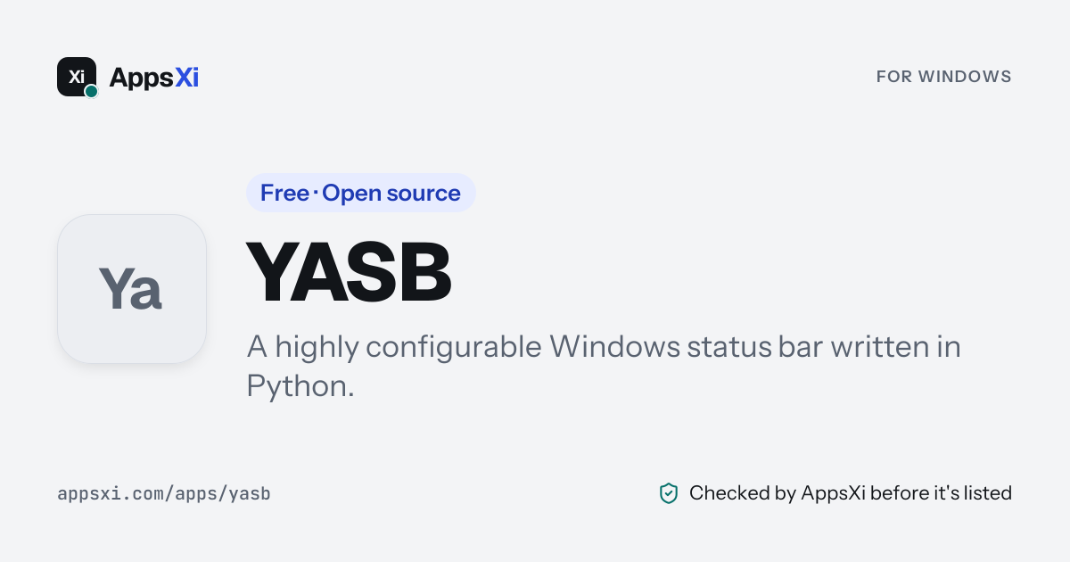 YASB for Windows: free, open source download · AppsXi